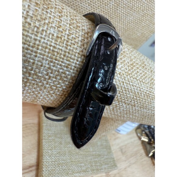 Venice Art Glass Watch With Multicolor Bezel & Black Leather Strap NOT TESTED - Picture 3 of 13